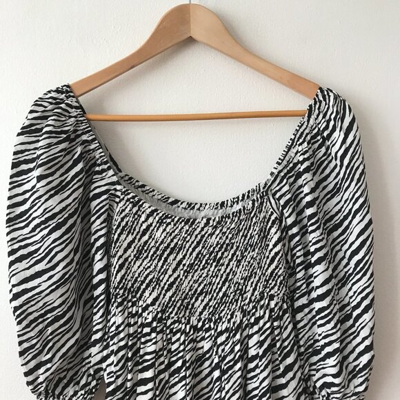 Faithfull The Brand Alina Zebra Print Smocked Dress - Picture 4 of 7